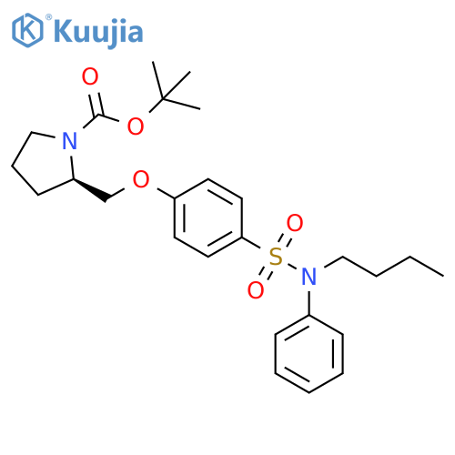 1-Pyrrolidinecarboxylic acid,2-[[4-[(butylphenylamino)sulfonyl]phenoxy]methyl]-, 1,1-dimethylethylester, (2R)- structure