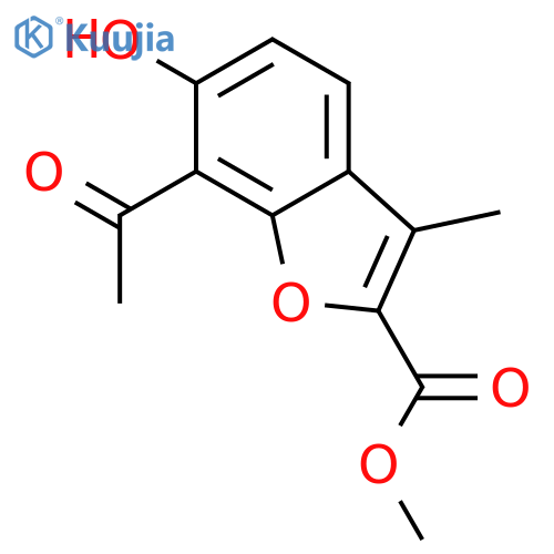 2-Benzofurancarboxylic acid, 7-acetyl-6-hydroxy-3-methyl-, methyl ester structure