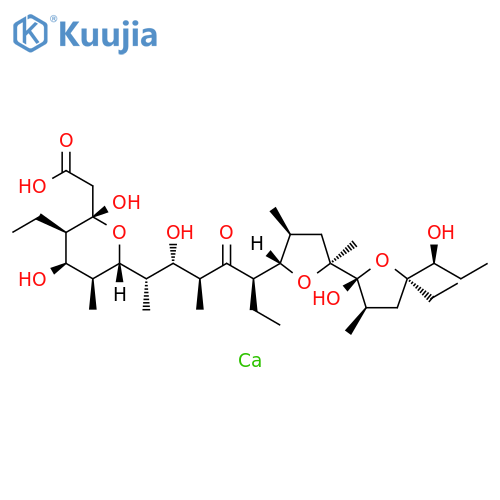 2H-Pyran-2-acetic acid, 3-ethyl-6-[(1S,2S,3S,5R)-5-[(2S,2'R,3'R,4S,5S,5'R)-5'-ethyloctahydro-2'-hydroxy-5'-[(1S)-1-hydroxypropyl]-2,3',4-trimethyl[2,2'-bifuran]-5-yl]-2-hydroxy-1,3-dimethyl-4-oxoheptyl]tetrahydro-2,4-dihydroxy-5-methyl-, calcium salt (1:1), (2S,3R,4R,5S,6R)- structure