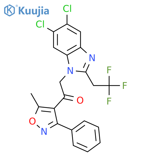 Ethanone,2-[5,6-dichloro-2-(2,2,2-trifluoroethyl)-1H-benzimidazol-1-yl]-1-(5-methyl-3-phenyl-4-isoxazolyl)- structure