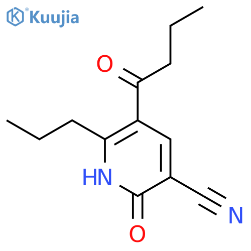 3-Pyridinecarbonitrile, 1,2-dihydro-2-oxo-5-(1-oxobutyl)-6-propyl- structure