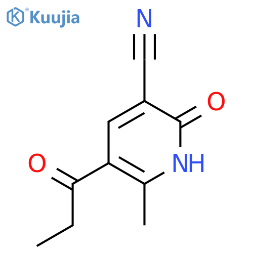 3-Pyridinecarbonitrile, 1,2-dihydro-6-methyl-2-oxo-5-(1-oxopropyl)- structure
