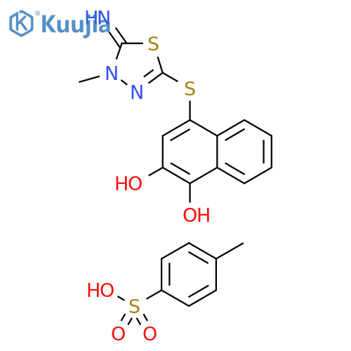 1,2-Naphthalenediol, 4-[(4,5-dihydro-5-imino-4-methyl-1,3,4-thiadiazol-2-yl)thio]-, 4-methylbenzenesulfonate (1:1) structure