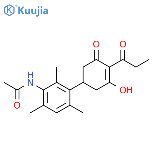 Acetamide, N-[3-[3-hydroxy-5-oxo-4-(1-oxopropyl)-3-cyclohexen-1-yl]-2,4,6-trimethylphenyl]- structure