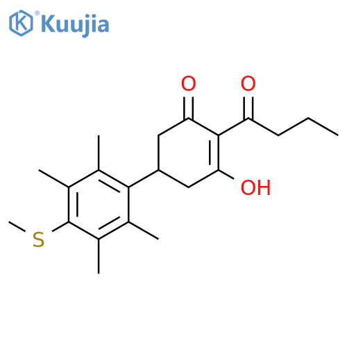 2-Cyclohexen-1-one, 3-hydroxy-2-(1-oxobutyl)-5-[2,3,5,6-tetramethyl-4-(methylthio)phenyl]- structure