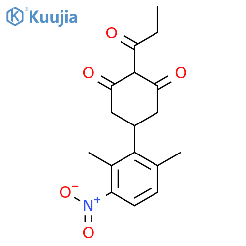 1,3-Cyclohexanedione, 5-(2,6-dimethyl-3-nitrophenyl)-2-(1-oxopropyl)- structure