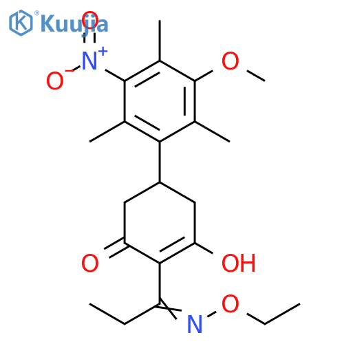 2-Cyclohexen-1-one, 2-[1-(ethoxyimino)propyl]-3-hydroxy-5-(3-methoxy-2,4,6-trimethyl-5-nitrophenyl)- structure