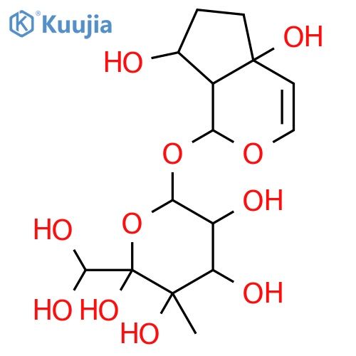 (2R,3S,4R,5R,6S)-6-{[(4aR,7R,7aR)-4a,7-dihydroxy-1,4a,5,6,7,7a-hexahydrocyclopenta[c]pyran-1-yl]oxy}-2-(dihydroxymethyl)-3-methyltetrahydro-2H-pyran-2,3,4,5-tetrol (non-preferred name) structure