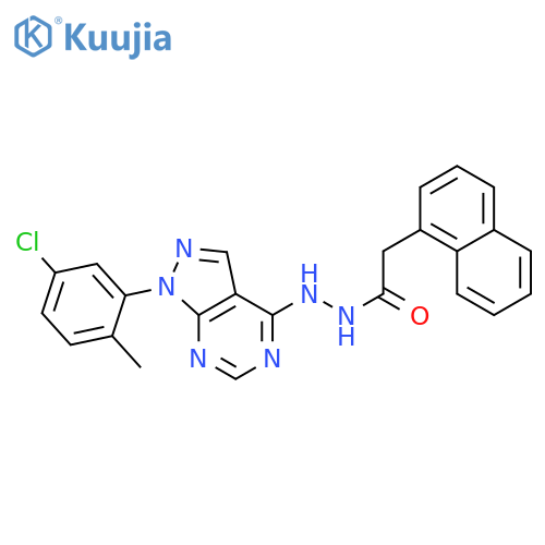 N'-1-(5-chloro-2-methylphenyl)-1H-pyrazolo3,4-dpyrimidin-4-yl-2-(naphthalen-1-yl)acetohydrazide structure