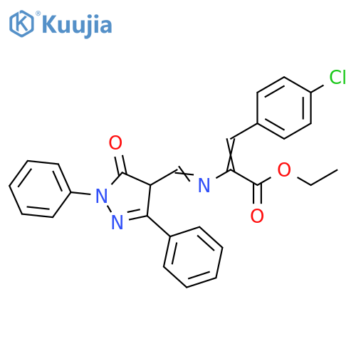 2-Propenoic acid, 3-(4-chlorophenyl)-2-[[(4,5-dihydro-5-oxo-1,3-diphenyl-1H-pyrazol-4-yl)methylene]amino]-, ethyl ester structure