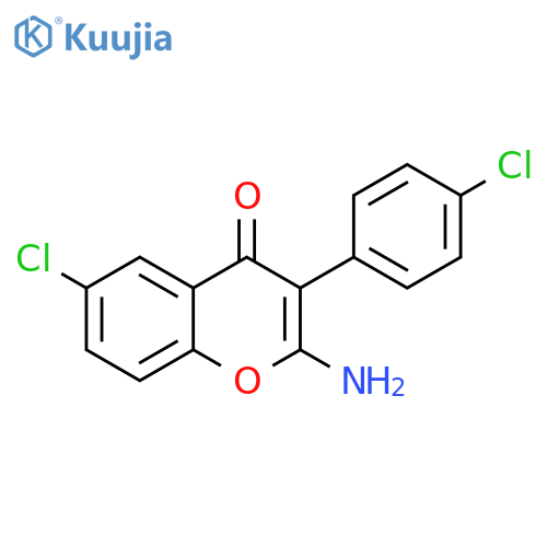 2-amino-6-chloro-3-(4-chlorophenyl)-4H-chromen-4-one structure