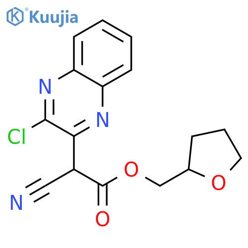 2-Quinoxalineacetic acid, 3-chloro-α-cyano-, (tetrahydro-2-furanyl)methyl ester structure