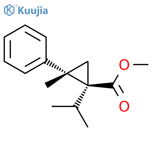 Cyclopropanecarboxylic acid, 2-methyl-1-(1-methylethyl)-2-phenyl-,methyl ester, trans- structure