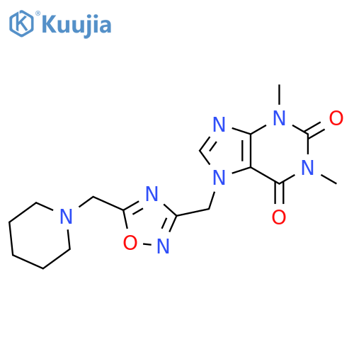 1H-Purine-2,6-dione, 3,7-dihydro-1,3-dimethyl-7-[[5-(1-piperidinylmethyl)-1,2,4-oxadiazol-3-yl]methyl]- structure