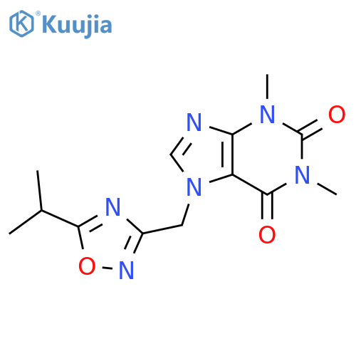 1H-Purine-2,6-dione, 3,7-dihydro-1,3-dimethyl-7-[[5-(1-methylethyl)-1,2,4-oxadiazol-3-yl]methyl]- structure