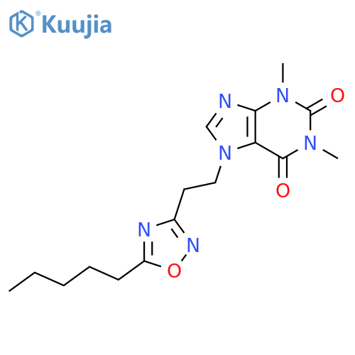 1H-Purine-2,6-dione, 3,7-dihydro-1,3-dimethyl-7-[2-(5-pentyl-1,2,4-oxadiazol-3-yl)ethyl]- structure