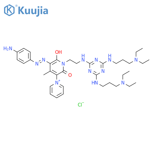 1,3'-Bipyridinium, 5'-[2-(4-aminophenyl)diazenyl]-1'-[2-[[4,6-bis[[3-(diethylamino)propyl]amino]-1,3,5-triazin-2-yl]amino]ethyl]-6'-hydroxy-4'-methyl-2'-oxo-, chloride (1:1) structure