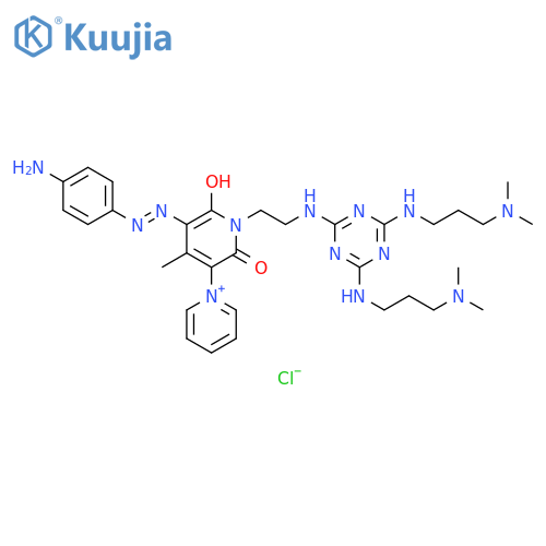 1,3'-Bipyridinium, 5'-[(4-aminophenyl)azo]-1'-[2-[[4,6-bis[[3-(dimethylamino)propyl]amino]-1,3,5-triazin-2-yl]amino]ethyl]-1',2'-dihydro-6'-hydroxy-4'-methyl-2'-oxo-, chloride (9CI) structure