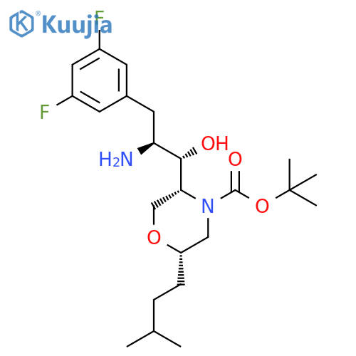 4-Morpholinecarboxylic acid,5-[(1S,2S)-2-amino-3-(3,5-difluorophenyl)-1-hydroxypropyl]-2-(3-methylbutyl)-, 1,1-dimethylethyl ester, (2S,5R)- structure