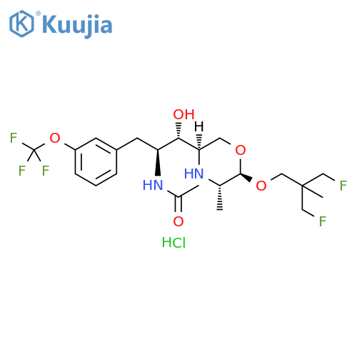 Acetamide,N-[(1S,2S)-2-[(3R,5S,6R)-6-[3-fluoro-2-(fluoromethyl)-2-methylpropoxy]-5-methyl-3-morpholinyl]-2-hydroxy-1-[[3-(trifluoromethoxy)phenyl]methyl]ethyl]-, monohydrochloride structure