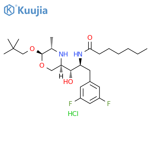 Heptanamide,N-[(1S,2S)-1-[(3,5-difluorophenyl)methyl]-2-[(3R,5S,6R)-6-(2,2-dimethylpropoxy)-5-methyl-3-morpholinyl]-2-hydroxyethyl]-, monohydrochloride structure