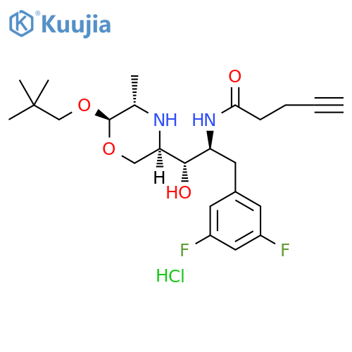 4-Pentynamide,N-[(1S,2S)-1-[(3,5-difluorophenyl)methyl]-2-[(3R,5S,6R)-6-(2,2-dimethylpropoxy)-5-methyl-3-morpholinyl]-2-hydroxyethyl]-, monohydrochloride structure