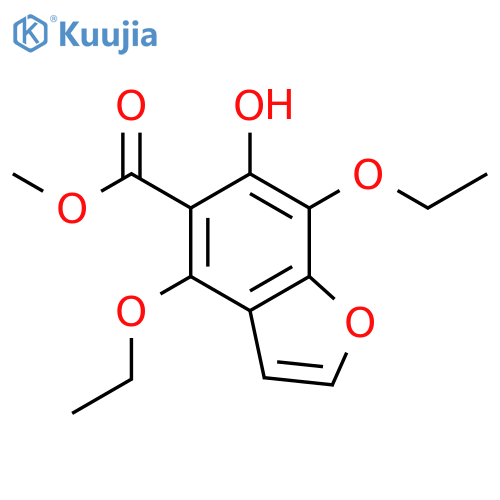5-Benzofurancarboxylic acid, 4,7-diethoxy-6-hydroxy-, methyl ester structure