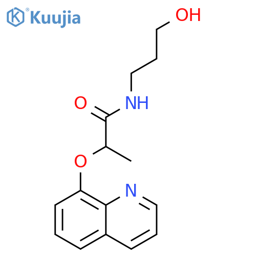 Propanamide, N-(3-hydroxypropyl)-2-(8-quinolinyloxy)- structure