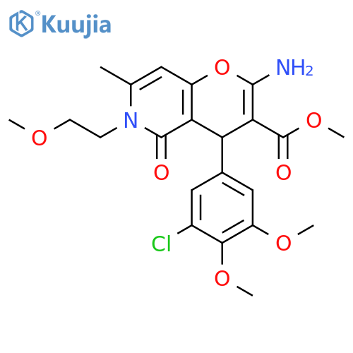 methyl 2-amino-4-(3-chloro-4,5-dimethoxyphenyl)-6-(2-methoxyethyl)-7-methyl-5-oxo-4H,5H,6H-pyrano3,2-cpyridine-3-carboxylate structure
