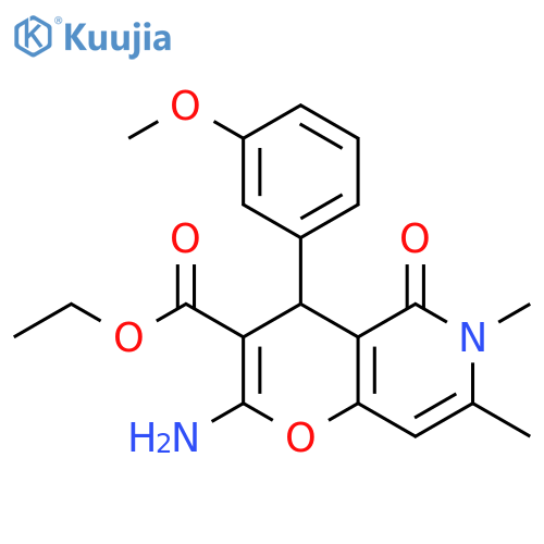 ethyl 2-amino-4-(3-methoxyphenyl)-6,7-dimethyl-5-oxo-4H,5H,6H-pyrano3,2-cpyridine-3-carboxylate structure