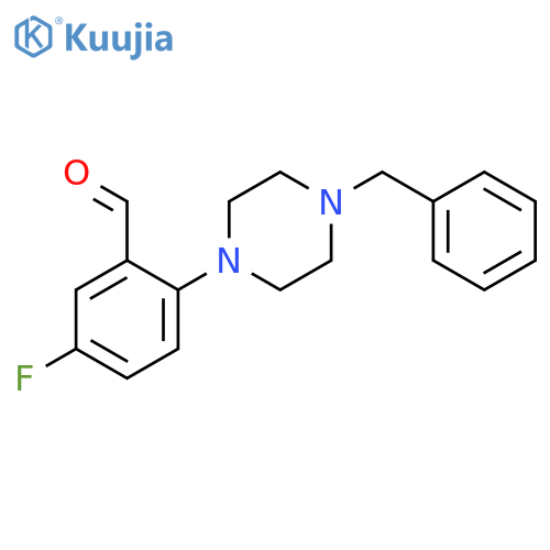 2-(4-Benzyl-1-piperazino)-5-fluoro-benzaldehyde structure