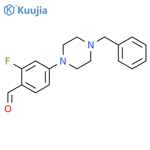 4-(4-BENZYL-1-PIPERAZINO)-2-FLUORO-BENZALDEHYDE structure