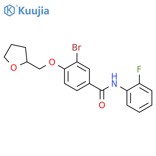 3-Bromo-N-(2-fluorophenyl)-4-((tetrahydrofuran-2-yl)methoxy)benzamide structure