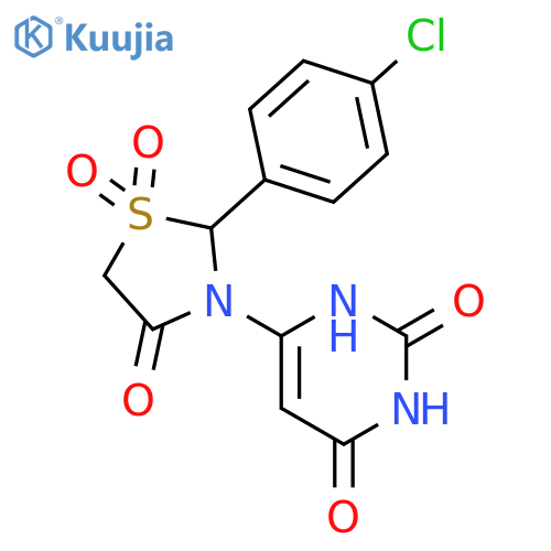 2,4(1H,3H)-Pyrimidinedione, 6-[2-(4-chlorophenyl)-1,1-dioxido-4-oxo-3-thiazolidinyl]- structure