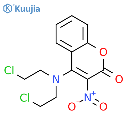 2H-1-Benzopyran-2-one, 4-[bis(2-chloroethyl)amino]-3-nitro- structure
