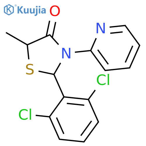 4-THIAZOLIDINONE, 2-(2,6-DICHLOROPHENYL)-5-METHYL-3-(2-PYRIDINYL)- structure
