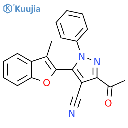 1H-Pyrazole-4-carbonitrile,3-acetyl-5-(3-methyl-2-benzofuranyl)-1-phenyl- structure