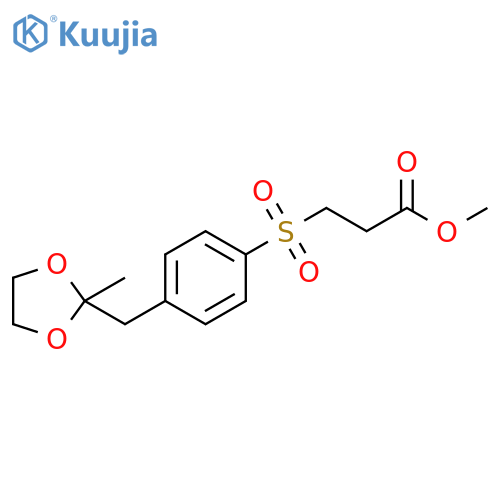 Propanoic acid, 3-[[4-[(2-methyl-1,3-dioxolan-2-yl)methyl]phenyl]sulfonyl]-, methyl ester structure