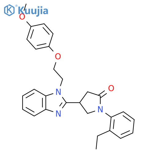 1-(2-ethylphenyl)-4-{1-2-(4-methoxyphenoxy)ethyl-1H-1,3-benzodiazol-2-yl}pyrrolidin-2-one structure
