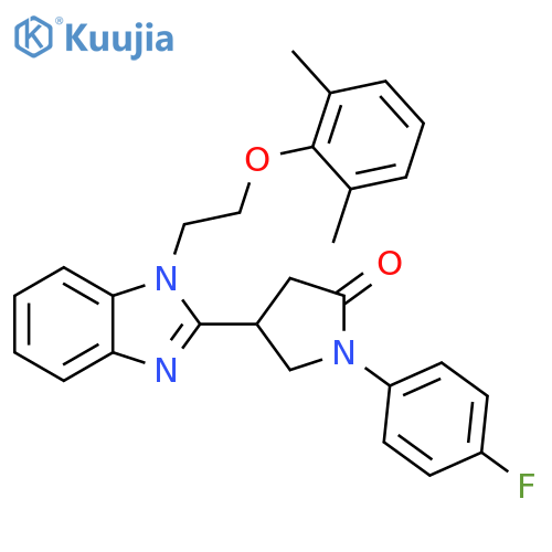 4-{1-2-(2,6-dimethylphenoxy)ethyl-1H-1,3-benzodiazol-2-yl}-1-(4-fluorophenyl)pyrrolidin-2-one structure