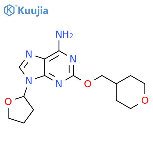 9H-Purin-6-amine,9-(tetrahydro-2-furanyl)-2-[(tetrahydro-2H-pyran-4-yl)methoxy]- structure