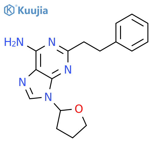 9H-Purin-6-amine, 2-(2-phenylethyl)-9-(tetrahydro-2-furanyl)- structure