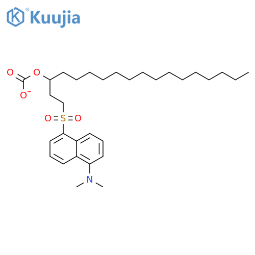 Carbonic acid, 2-[[5-(dimethylamino)-1-naphthalenyl]sulfonyl]ethylhexadecyl ester structure