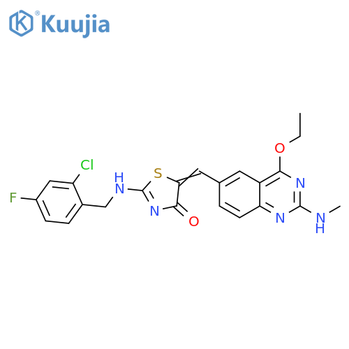 4(5H)-Thiazolone,2-[[(2-chloro-4-fluorophenyl)methyl]amino]-5-[[4-ethoxy-2-(methylamino)-6-quinazolinyl]methylene]- structure