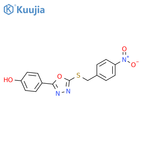 Phenol, 4-[5-[[(4-nitrophenyl)methyl]thio]-1,3,4-oxadiazol-2-yl]- structure