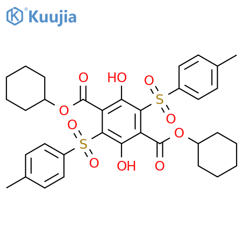 1,4-Benzenedicarboxylic acid, 2,5-dihydroxy-3,6-bis[(4-methylphenyl)sulfonyl]-, 1,4-dicyclohexyl ester structure