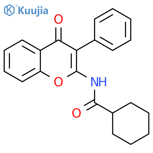 N-(4-oxo-3-phenyl-4H-chromen-2-yl)cyclohexanecarboxamide structure
