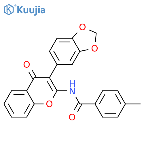 N-3-(2H-1,3-benzodioxol-5-yl)-4-oxo-4H-chromen-2-yl-4-methylbenzamide structure