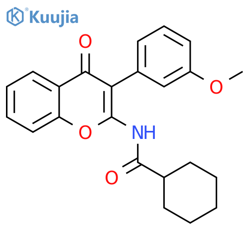 N-3-(3-methoxyphenyl)-4-oxo-4H-chromen-2-ylcyclohexanecarboxamide structure