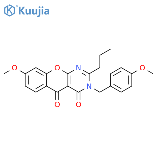 8-methoxy-3-(4-methoxyphenyl)methyl-2-propyl-3H,4H,5H-chromeno2,3-dpyrimidine-4,5-dione structure